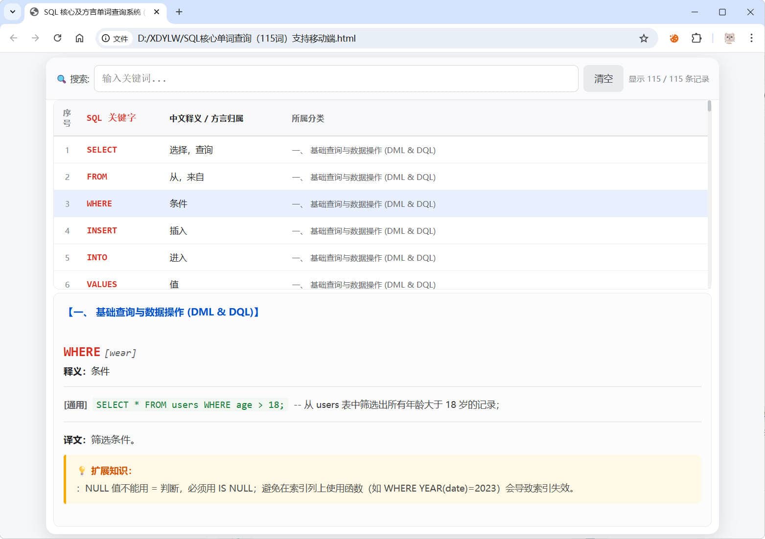 SQL核心单词查询115词 在线+客户端插图1 SQL核心单词查询115词 在线+客户端插图1